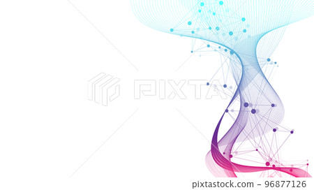 Scientific illustrtiaon genetic engineering, DNA helix, DNA strand, molecule or atom, neurons. Genomic sequences visualization. Abstract structure for Science or medical background. 96877126