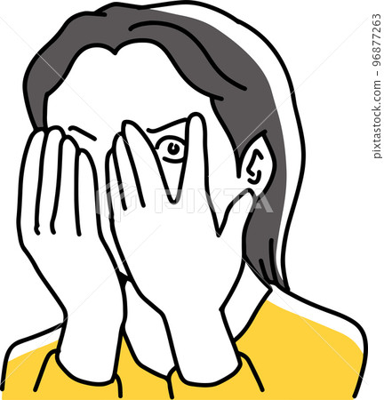 woman looking while hiding her face 96877263