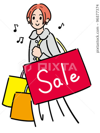 Young woman doing a lot of shopping on sale 96877374