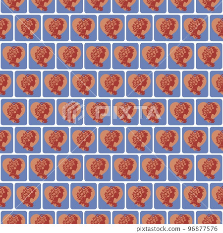 Beatiful woman with flowers and heart shape - seamless vector pattern 96877576