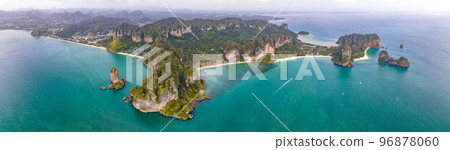 Aerial view of Phra nang Cave or princess Cave Beach in Krabi, Thailand 96878060