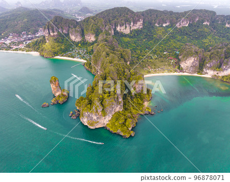 Aerial view of Phra nang Cave or princess Cave Beach in Krabi, Thailand 96878071