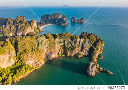 Aerial view of Phra nang Cave or princess Cave Beach in Krabi, Thailand 96878075