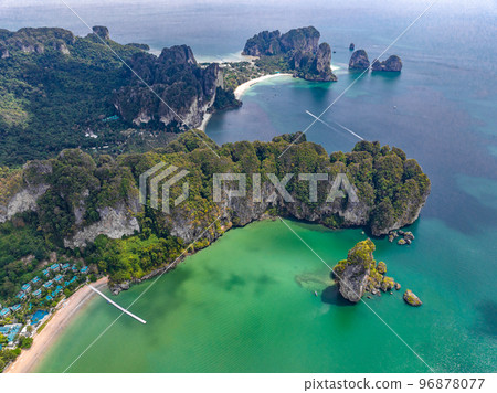 Aerial view of Phra nang Cave or princess Cave Beach in Krabi, Thailand 96878077