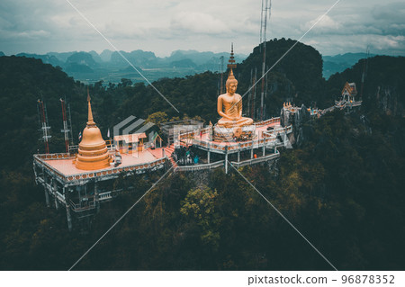 Aerial view of Wat Tham Suea or Tiger Cave Temple in Krabi, Thailand 96878352