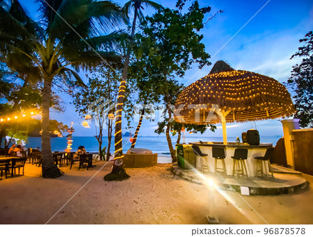 Ao nang beach bar after sunset, in Krabi, Thailand 96878578