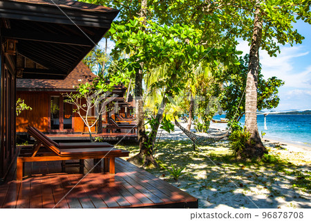 Beach view with long tail boats in koh Mook or koh Muk island, in Trang, Thailand 96878708