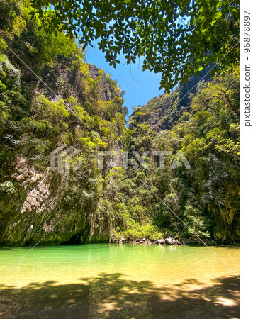 Emerald cave in koh Mook (or koh Muk) island in Trang, Thailand 96878897