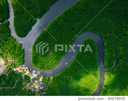 Heart shape island in Khao Chom Pa Sea Mangrove view point, in Trang, Thailand  96879039