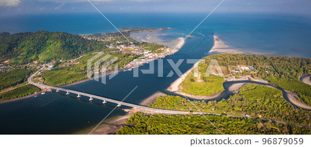 Aerial view of the Siri Lanta Bridge in koh Lanta, Krabi, Thailand Aerial view of the Siri Lanta Bridge in koh Lanta, Krabi, Thailand 96879059