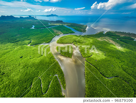 Heart shape island in Khao Chom Pa Sea Mangrove view point, in Trang, Thailand  96879100