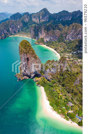 Aerial view of Railay and Phra nang Cave Beach in Krabi, Thailand Aerial view of Railay and Phra nang Cave Beach in Krabi, Thailand 96879210