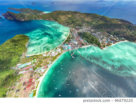 Aerial view of Ton Sai Beach in Koh Phi Phi, Krabi Thailand Aerial view of Ton Sai Beach in Koh Phi Phi, Krabi Thailand 96879220