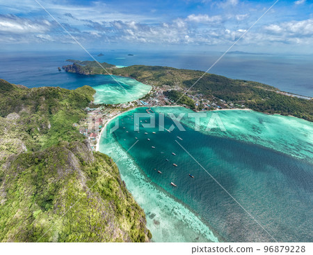 Aerial view of Ton Sai Beach in Koh Phi Phi, Krabi Thailand Aerial view of Ton Sai Beach in Koh Phi Phi, Krabi Thailand 96879228