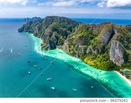 Aerial view of Ton Sai Beach in Koh Phi Phi, Krabi Thailand Aerial view of Ton Sai Beach in Koh Phi Phi, Krabi Thailand 96879261