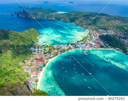 Aerial view of Ton Sai Beach in Koh Phi Phi, Krabi Thailand Aerial view of Ton Sai Beach in Koh Phi Phi, Krabi Thailand 96879262