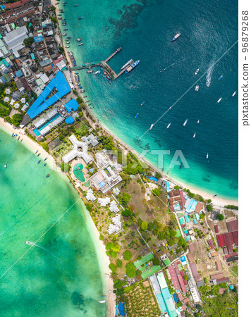 Aerial view of Ton Sai Beach in Koh Phi Phi, Krabi Thailand Aerial view of Ton Sai Beach in Koh Phi Phi, Krabi Thailand 96879268