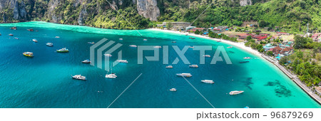 Aerial view of Ton Sai Beach in Koh Phi Phi, Krabi Thailand Aerial view of Ton Sai Beach in Koh Phi Phi, Krabi Thailand 96879269