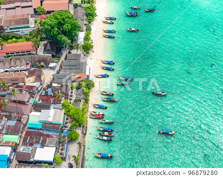 Aerial view of Ton Sai Beach in Koh Phi Phi, Krabi Thailand Aerial view of Ton Sai Beach in Koh Phi Phi, Krabi Thailand 96879280