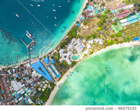 Aerial view of Ton Sai Beach in Koh Phi Phi, Krabi Thailand Aerial view of Ton Sai Beach in Koh Phi Phi, Krabi Thailand 96879285