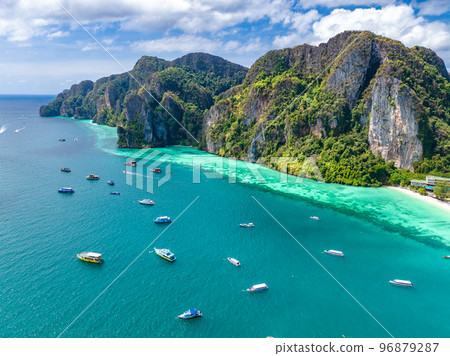 Aerial view of Ton Sai Beach in Koh Phi Phi, Krabi Thailand Aerial view of Ton Sai Beach in Koh Phi Phi, Krabi Thailand 96879287