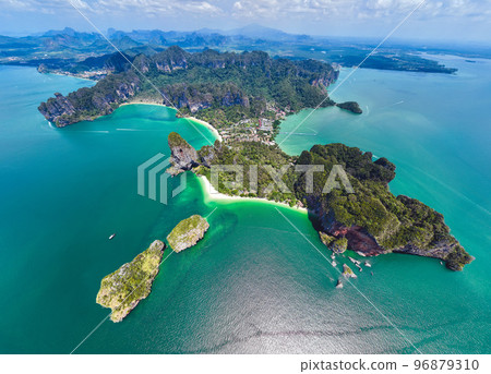 Aerial view of Railay and Phra nang Cave Beach in Krabi, Thailand Aerial view of Railay and Phra nang Cave Beach in Krabi, Thailand 96879310