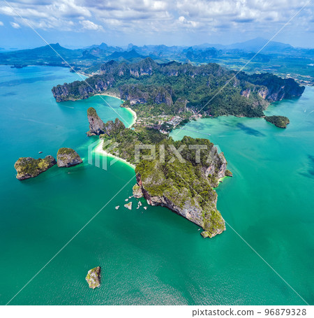 Aerial view of Railay and Phra nang Cave Beach in Krabi, Thailand 96879328
