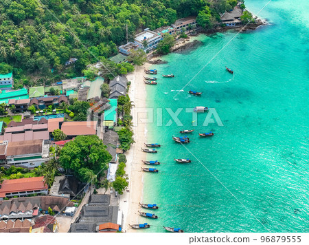 Aerial view of Ton Sai Beach in Koh Phi Phi, Krabi Thailand 96879555