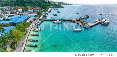 Aerial view of Ton Sai Beach in Koh Phi Phi, Krabi Thailand Aerial view of Ton Sai Beach in Koh Phi Phi, Krabi Thailand 96879558