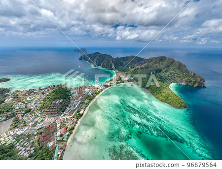 Aerial view of Ton Sai Beach in Koh Phi Phi, Krabi Thailand 96879564