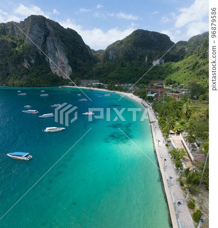 Aerial view of Ton Sai Beach in Koh Phi Phi, Krabi Thailand 96879586