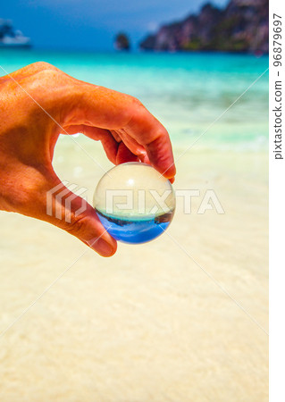 Long Tail boat in Monkey Beach in koh Phi Phi Don island, in Krabi, Thailand 96879697