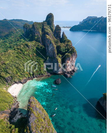 Aerial view of Nui beach in koh Phi Phi Don island, in Krabi, Thailand 96879731