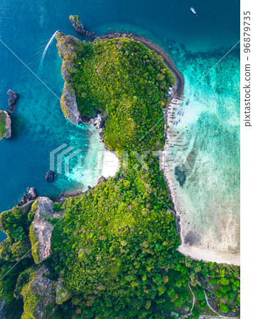 Aerial view of Nui beach in koh Phi Phi Don island, in Krabi, Thailand 96879735