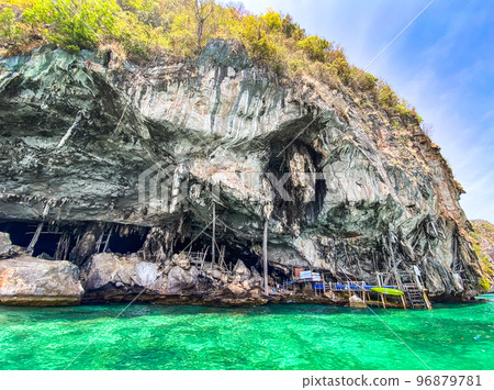Viking Cave from the long tail boat, in koh Phi Phi Leh, Krabi, Thailand Viking Cave from the long tail boat, in koh Phi Phi Leh, Krabi, Thailand 96879781