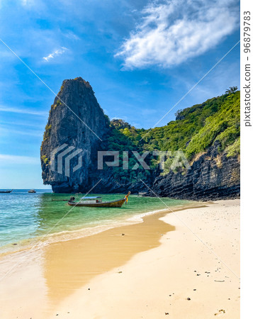 Aerial view of Nui beach in koh Phi Phi Don island, in Krabi, Thailand Aerial view of Nui beach in koh Phi Phi Don island, in Krabi, Thailand 96879783