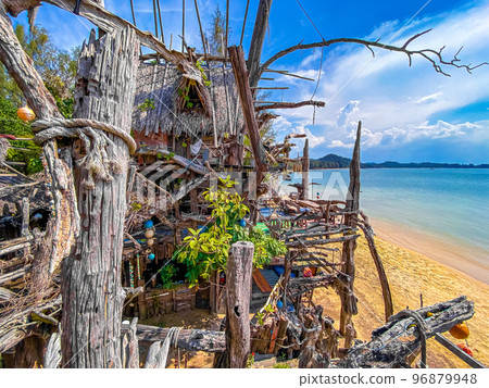 Old wooden pirate boat on the beach in Koh Phayam, Ranong, Thailand Old wooden pirate boat on the beach in Koh Phayam, Ranong, Thailand 96879948