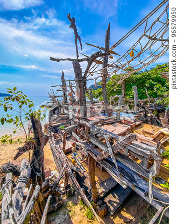 Old wooden pirate boat on the beach in Koh Phayam, Ranong, Thailand 96879950