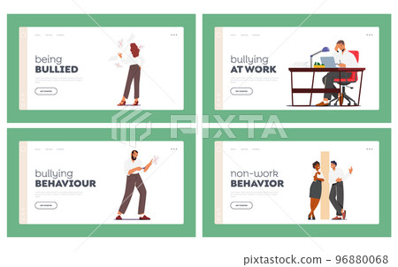 Team Atmosphere Landing Page Template Set. Business Men and Women Enemies or Opponents Arguing and Staring Team Atmosphere Landing Page Template Set. Business Men and Women Enemies or Opponents Arguing and Staring 96880068