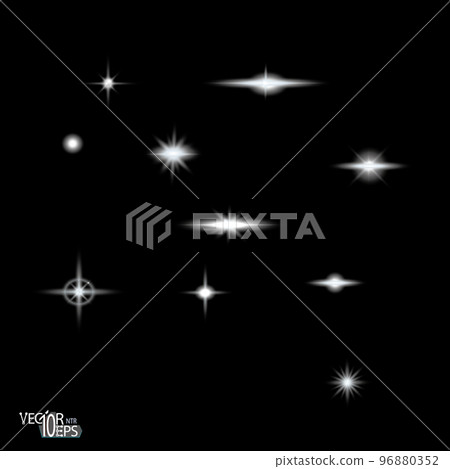 Sparkling stars, flickering and flashing lights. Collection of different light effects on black background. Realistic sparks various forms. File contains transparency. Vector. Sparkling stars, flickering and flashing lights. Collection of different light effects on black background. Realistic sparks various forms. File contains transparency. Vector. 96880352