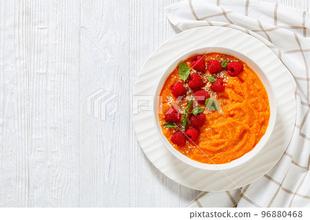 Sweet Potato Mash topped with fresh Raspberries Sweet Potato Mash topped with fresh Raspberries 96880468