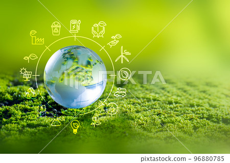 3D illustration Renewable energy concept Earth Day or environmental 3D illustration Renewable energy concept Earth Day or environmental 96880785