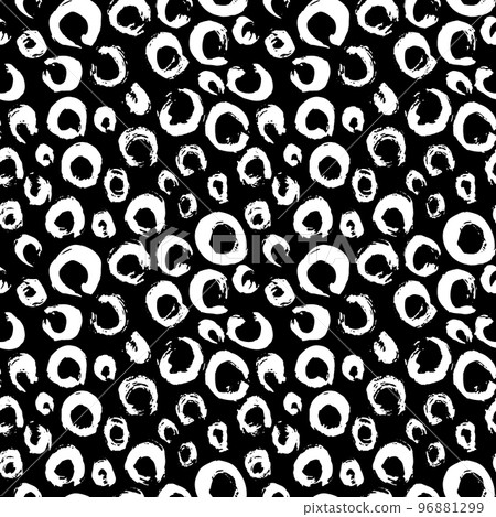 Grunge Sketch Hand Drawn Brush Circles Vector Seamless Pattern 96881299
