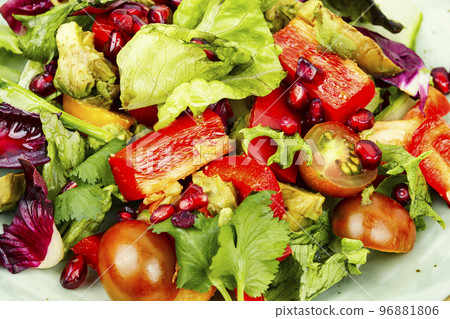 Plate with green vegan salad Plate with green vegan salad 96881806