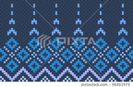 Embroidery ethnic pattern, Vector Geometric ornamental background, Cross stitch cross stitch antique style, Blue pattern ornament repeat, Design for textile, fabric, clothing, digital print Embroidery ethnic pattern, Vector Geometric ornamental background, Cross stitch cross stitch antique style, Blue pattern ornament repeat, Design for textile, fabric, clothing, digital print 96881978