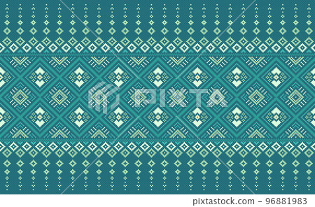 Geometric ethnic pattern, Vector embroidery ornamental background, Pixel cross stitch antique style 96881983