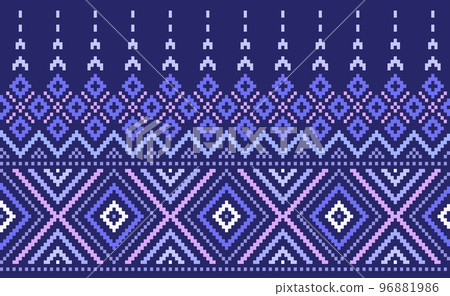 Pixel ethnic pattern, Vector embroidery geometry background, Geometric endless geometric style 96881986