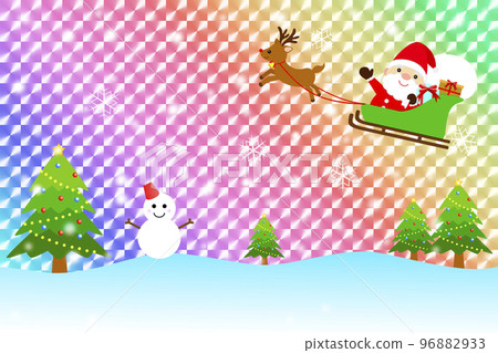 Santa Claus and reindeer delivering Christmas presents 96882933