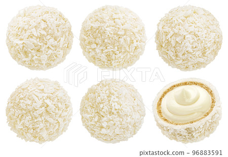 Coconut candies isolated on white background 96883591