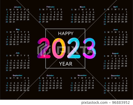2023 Calendar year vector illustration. The week starts on Sunday. Christmas snowflakes calendar 2023 template. Calendar design Sunday in red colors. Vector 2023 Calendar year vector illustration. The week starts on Sunday. Christmas snowflakes calendar 2023 template. Calendar design Sunday in red colors. Vector 96883952